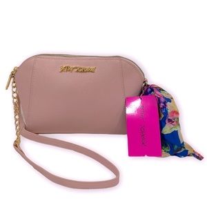 🔥NWT🔥 Betsey John Blush Anaya Chain Crossbody Bag With Scarf | Blush